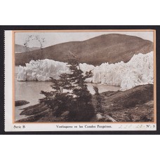 TIERRA DEL FUEGO TARJETA POSTAL DEL CAP POLONIO CON MATASELLO A BORDO DEL BARCO DE HSDG CON VISTA VENTISQUERO EN LOS CANALES FUEGUINOS PATAGONIA